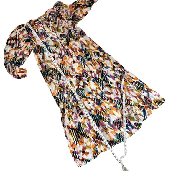 Maria Cher Maxi Dress Tie Neck Corset Lace Back Long Sleeve Multicolor, Size L - Picture 15 of 15